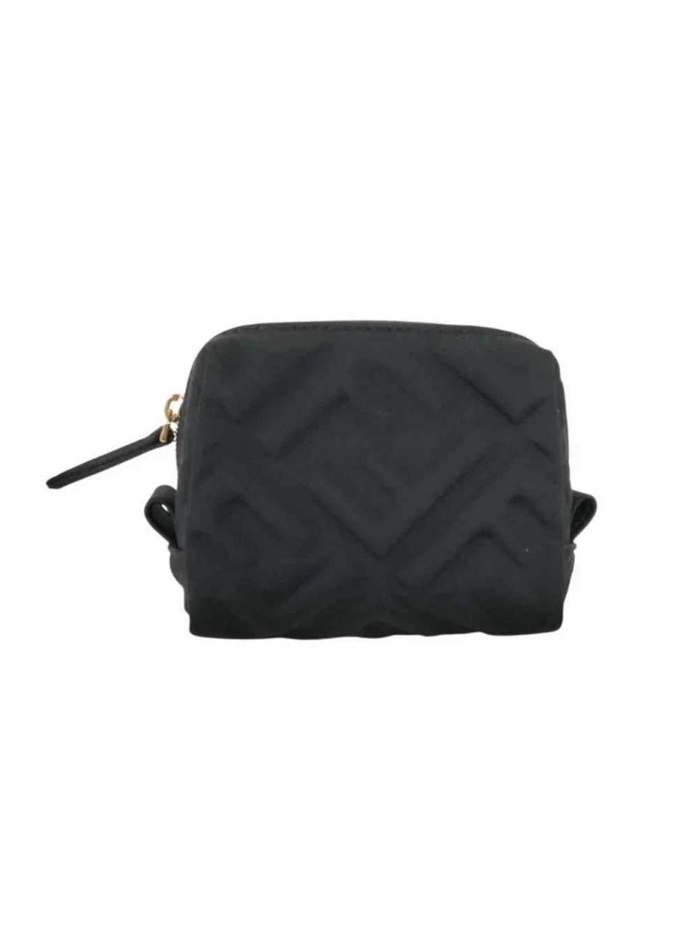 Fendi Pouch Makeuppouch Black Canvas FF Embossed Gold